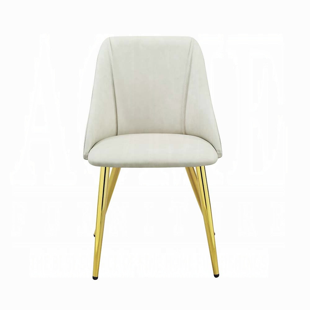 White And Gold Tight Back Side Chairs Set Of 2 Solid White Dining Room Foam Rectangular Glam,Mid Century Modern Side Chair Solid Back Set Of 2 Faux Leather