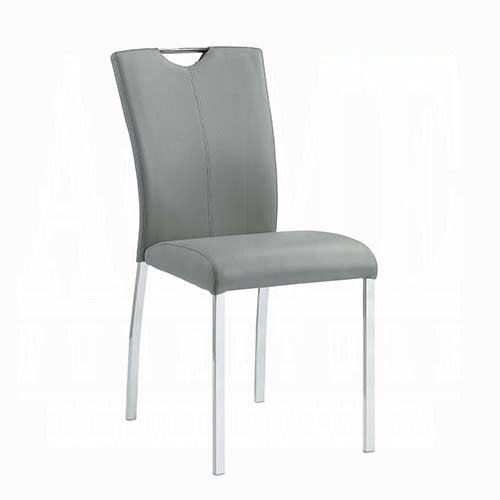 Grey And Chrome Tight Back Side Chairs Set Of 2 Solid Grey Silver Dining Room Foam Rectangular Modern Side Chair Solid Back Set Of 2 Faux Leather