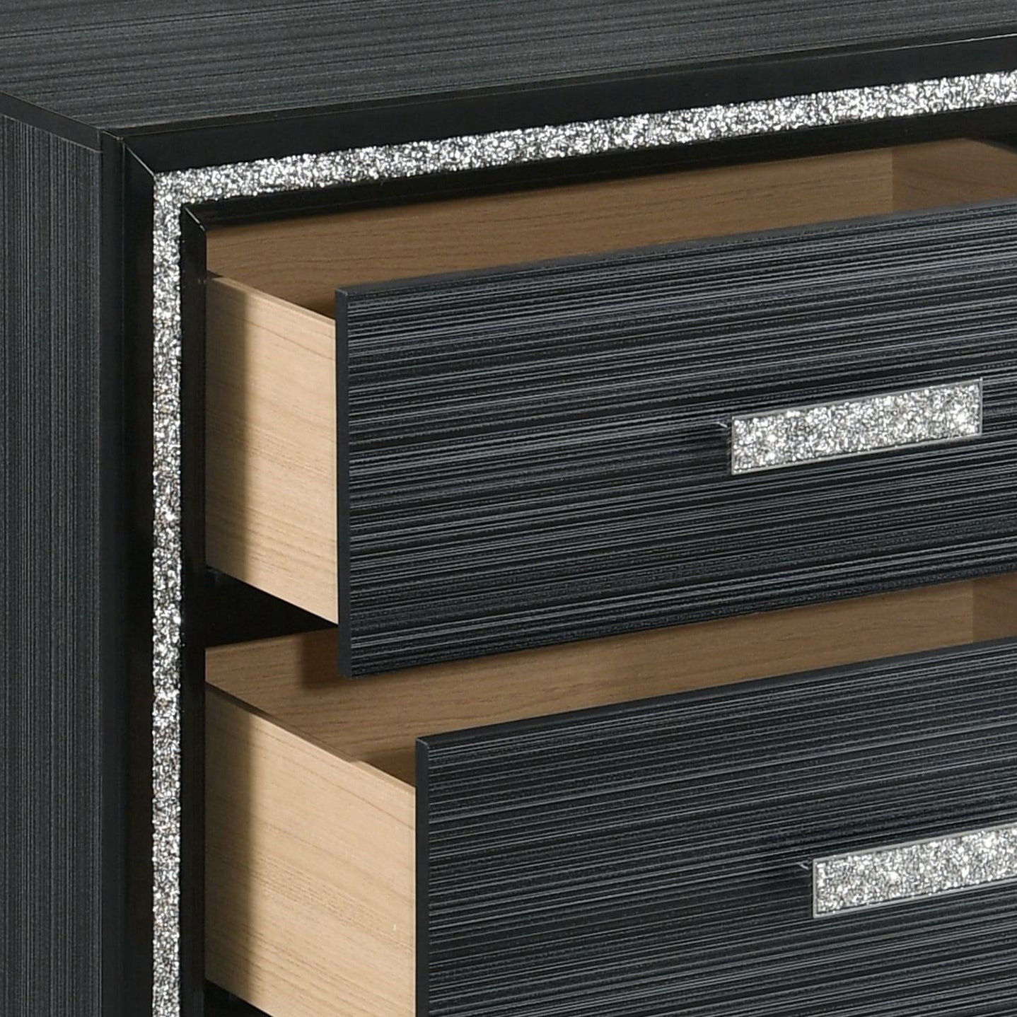 Weathered Black 2 Drawer Nightstand Black 2 Drawers Bedroom Rectangle Modern Rubberwood Solid Wood Black Wood