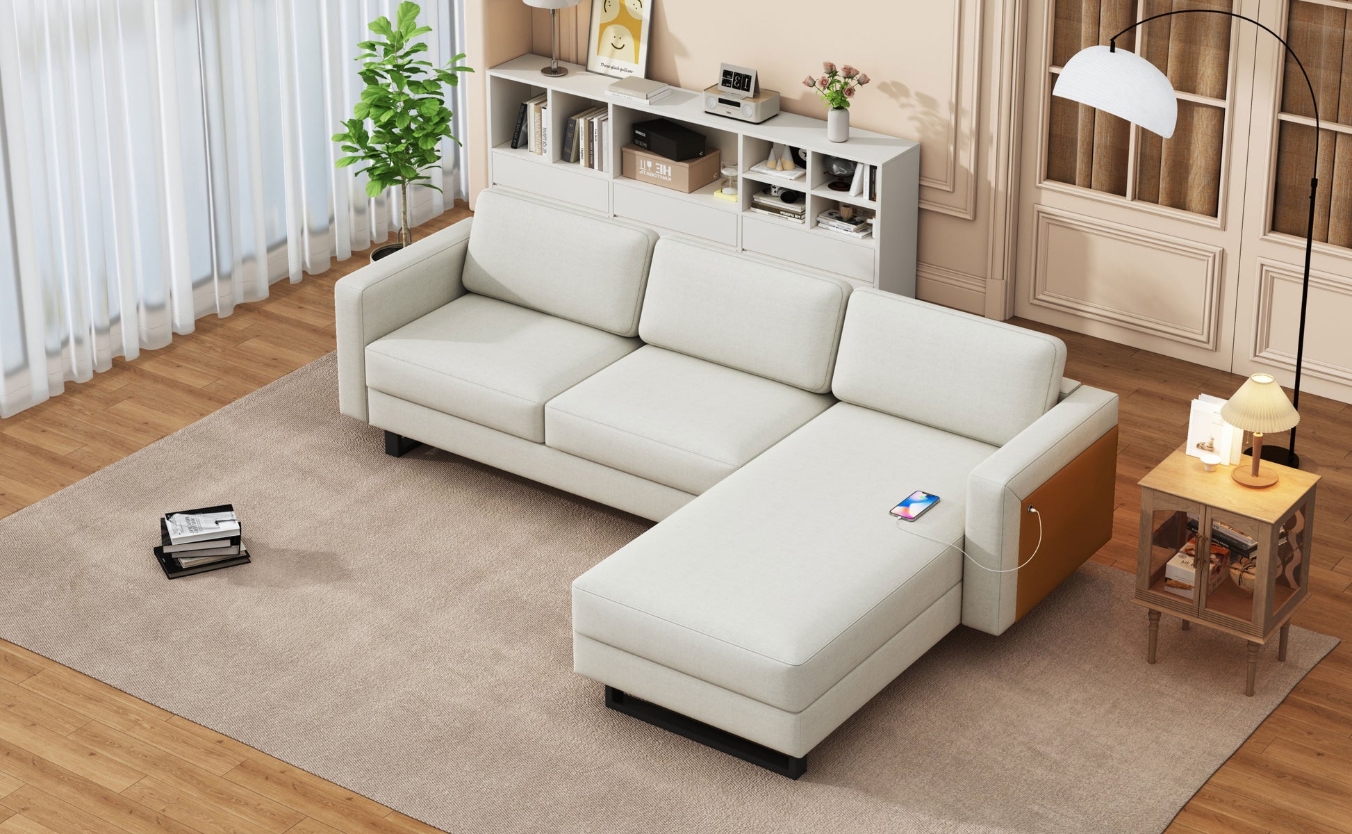 Sofa The Best Choice Products Upholstered Sectional Sofa For Families, Apartments, Dormitories, Award Rooms, Compact Space With Chaise Longue, 3 Seats, L Shaped Design, Off White Cream White Linen Dining Room Medium Soft Metal & Wood 3 Seat