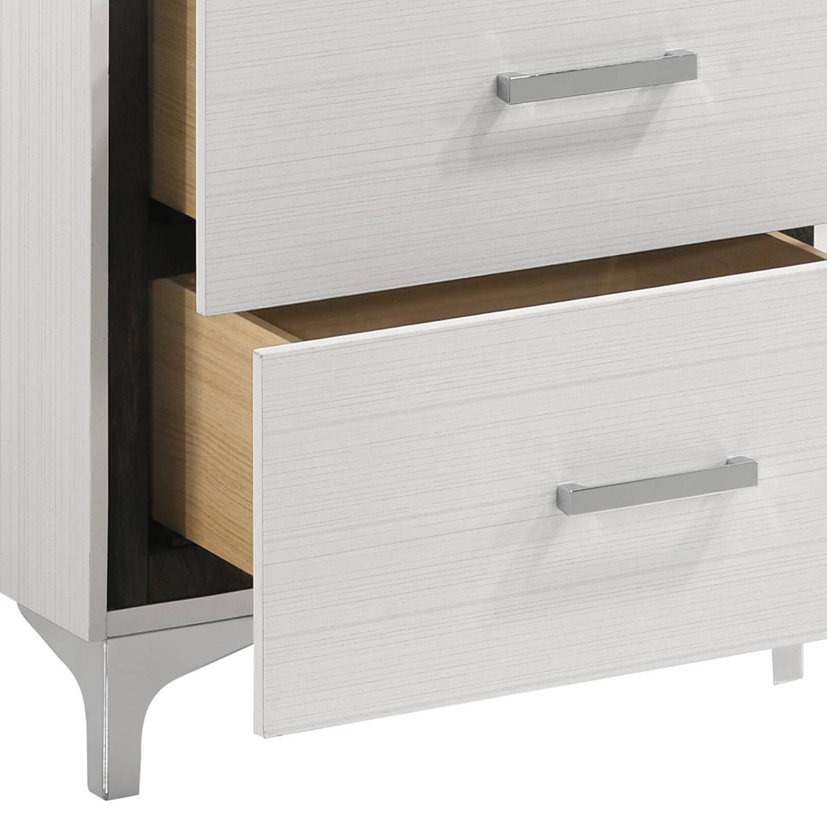 White 2 Drawer Nightstand White White 2 Drawers Bedroom Rectangle Poplar Solid Wood White Wood Metal