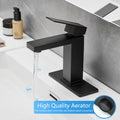 Sink Faucet With Deck Plate Waterfall Black With