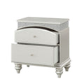 Platinum 2 Drawer Nightstand Silver 2 Drawers Bedroom Rectangle Glam Poplar Felt Lined Drawers Silver Wood