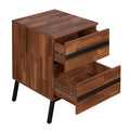 Walnut And Sandy Black 2 Drawer Nightstand Walnut Black 2 Drawers Bedroom Rectangle Modern Drawers Walnut Wood Metal