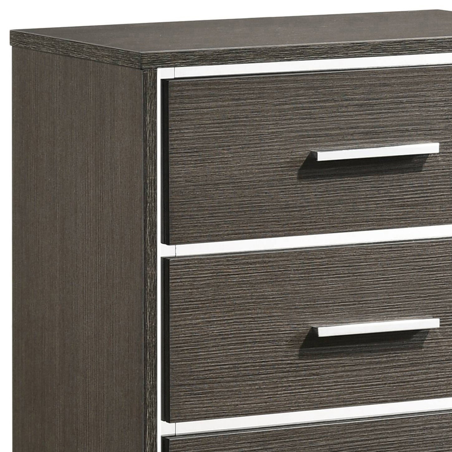 Grey Oak 3 Drawer Nightstand Oak 3 Drawers Bedroom Rectangle Modern Usb Port Oak Wood