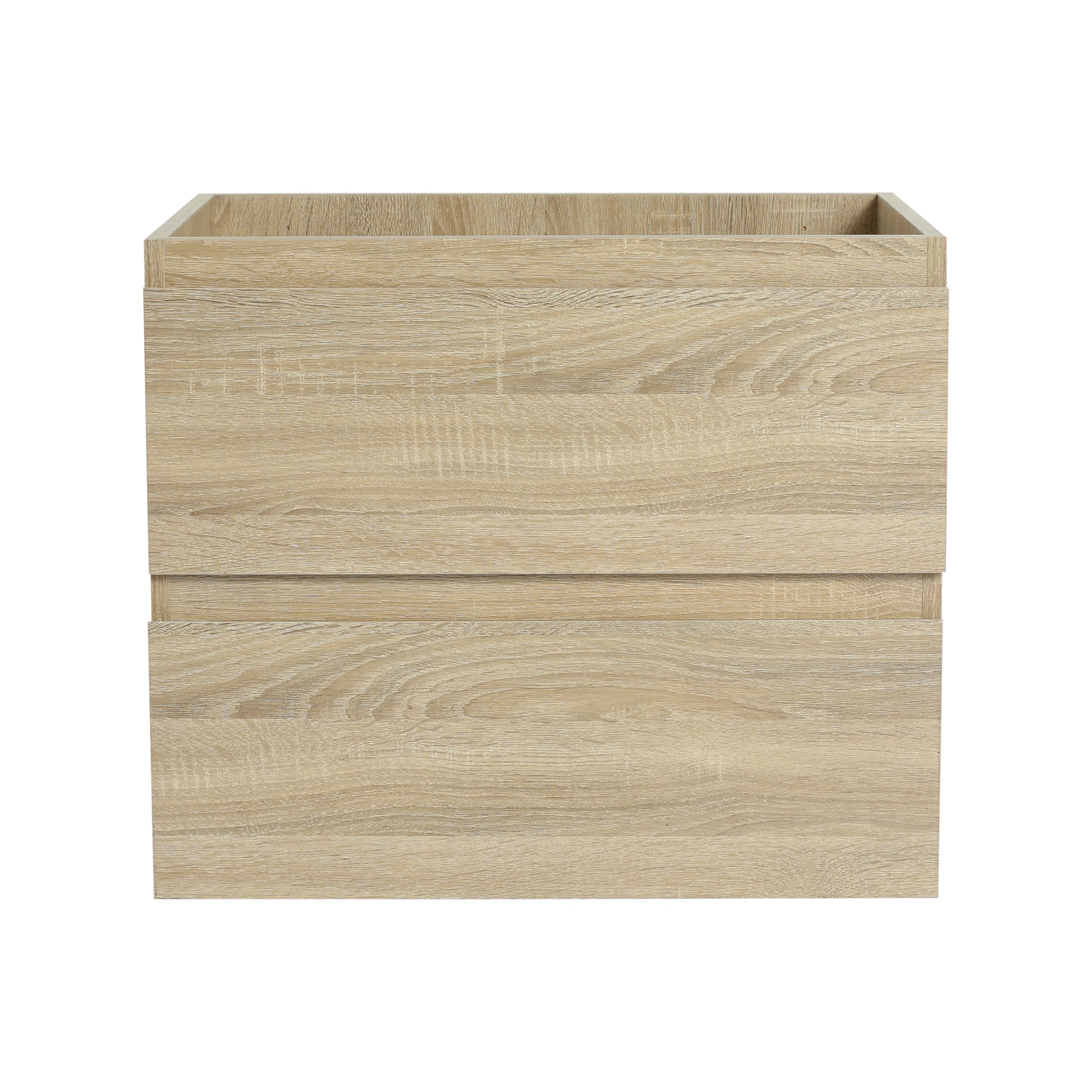 24" Wall Mounted Bathroom Vanity With Ceramic Sink, 2 Soft Close Drawers, Kd Package 2 Light Oak Bathroom Wall Mounted Modern Plywood