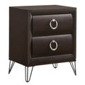 Dark Merlot 2 Drawer Nightstand With Hairpin Legs Brown 2 Drawers Bedroom Rectangle Rubberwood Felt Lined Drawers Merlot Wood Metal