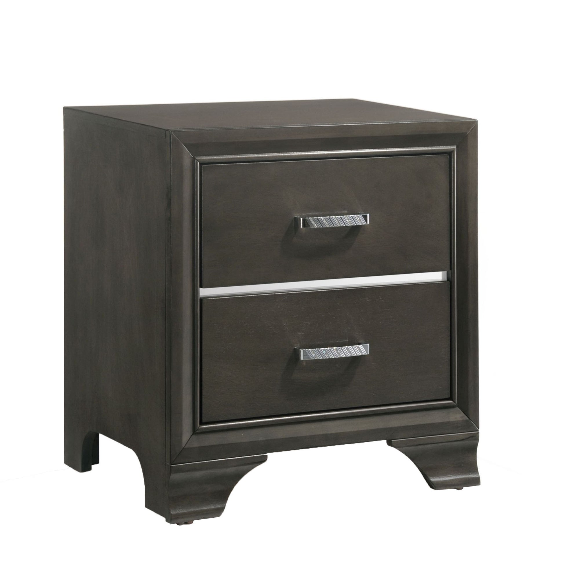 Grey 2 Drawer Nightstand Grey Gray 2 Drawers Bedroom Rectangle Rustic Rubberwood Solid Wood Wood