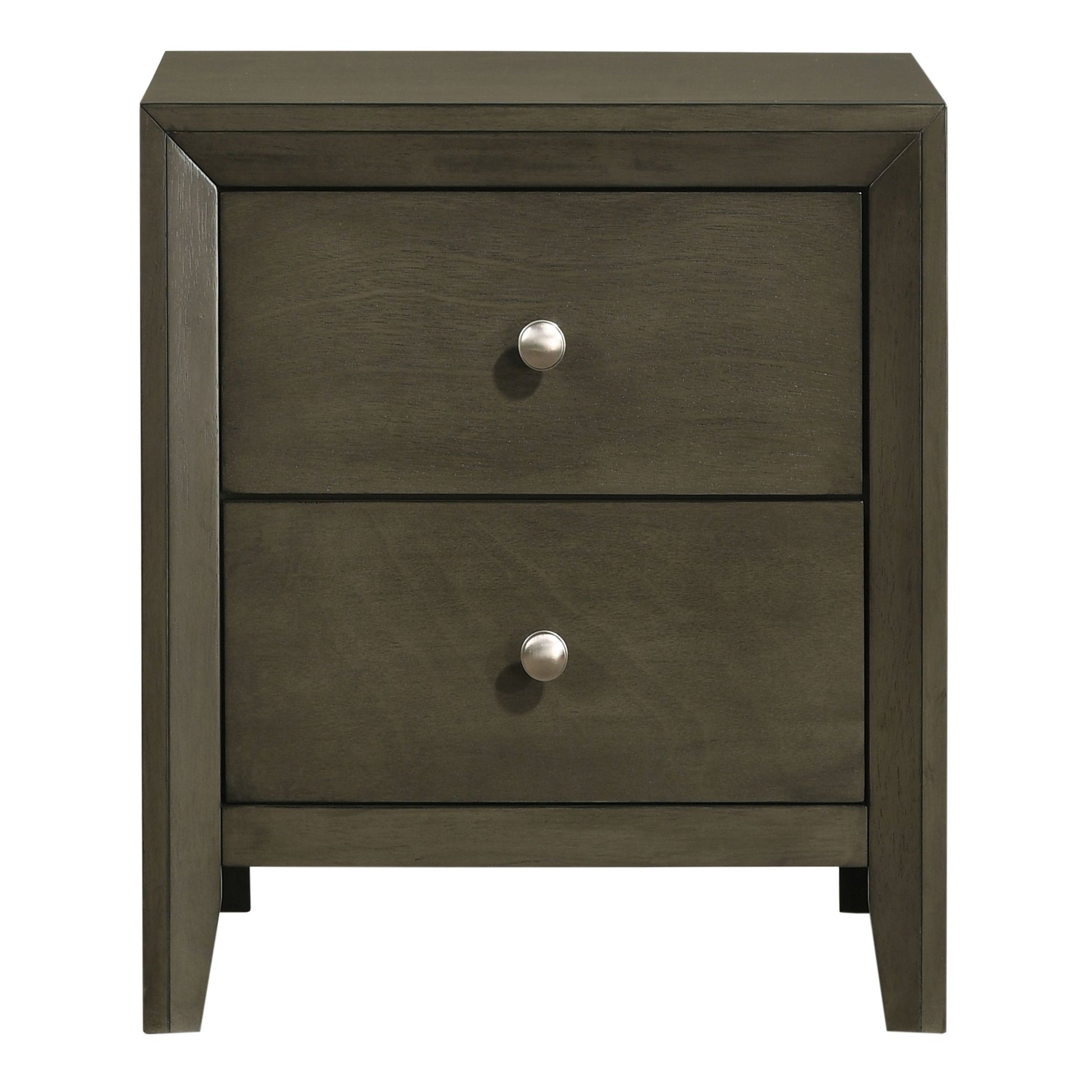 Grey 2 Drawer Nightstand Grey Gray 2 Drawers Bedroom Rectangle Contemporary Rubberwood Drawers Wood