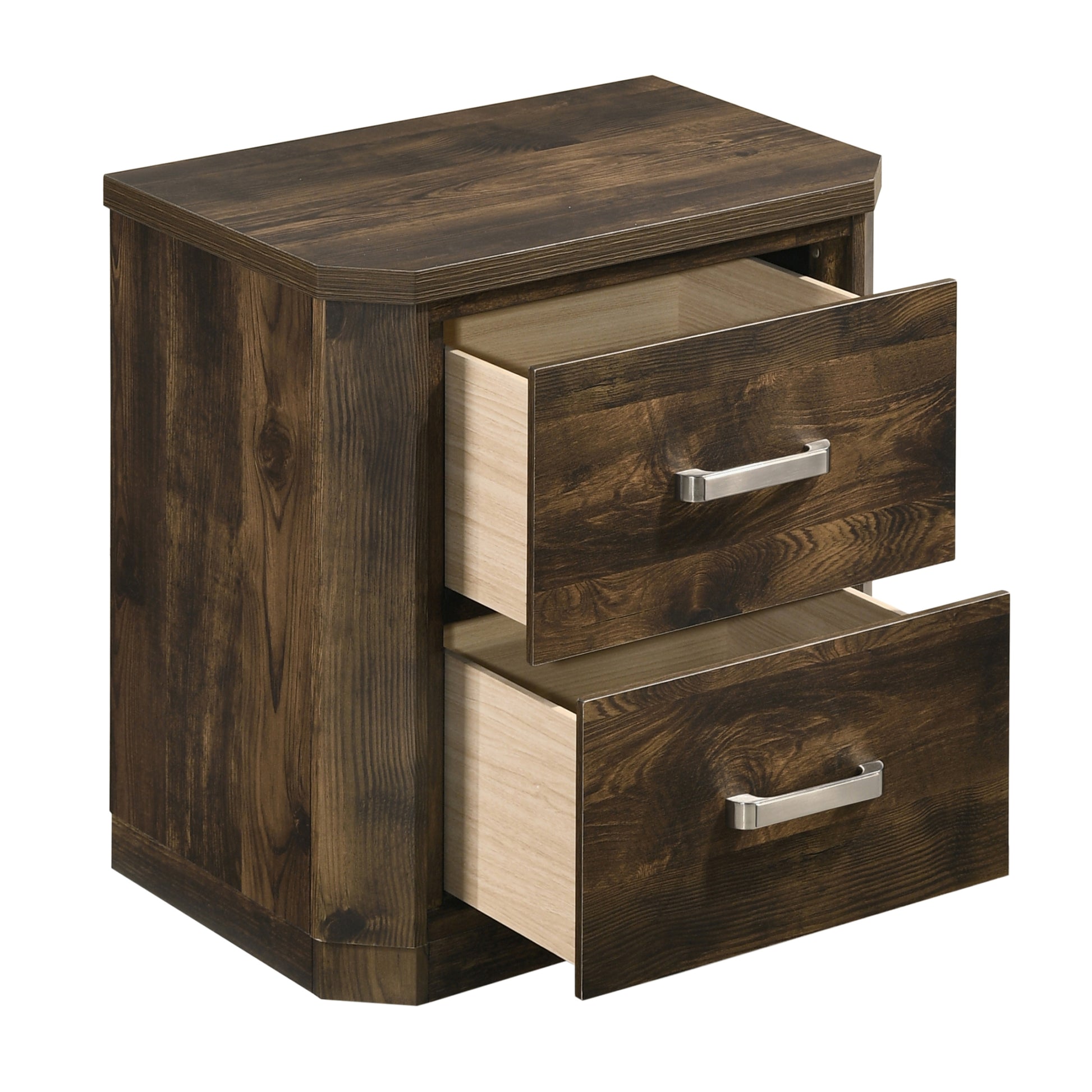 Rustic Walnut 2 Drawer Nightstand Rustic Brown 2 Drawers Bedroom Rectangle Rustic Rubberwood Solid Wood Rust Wood