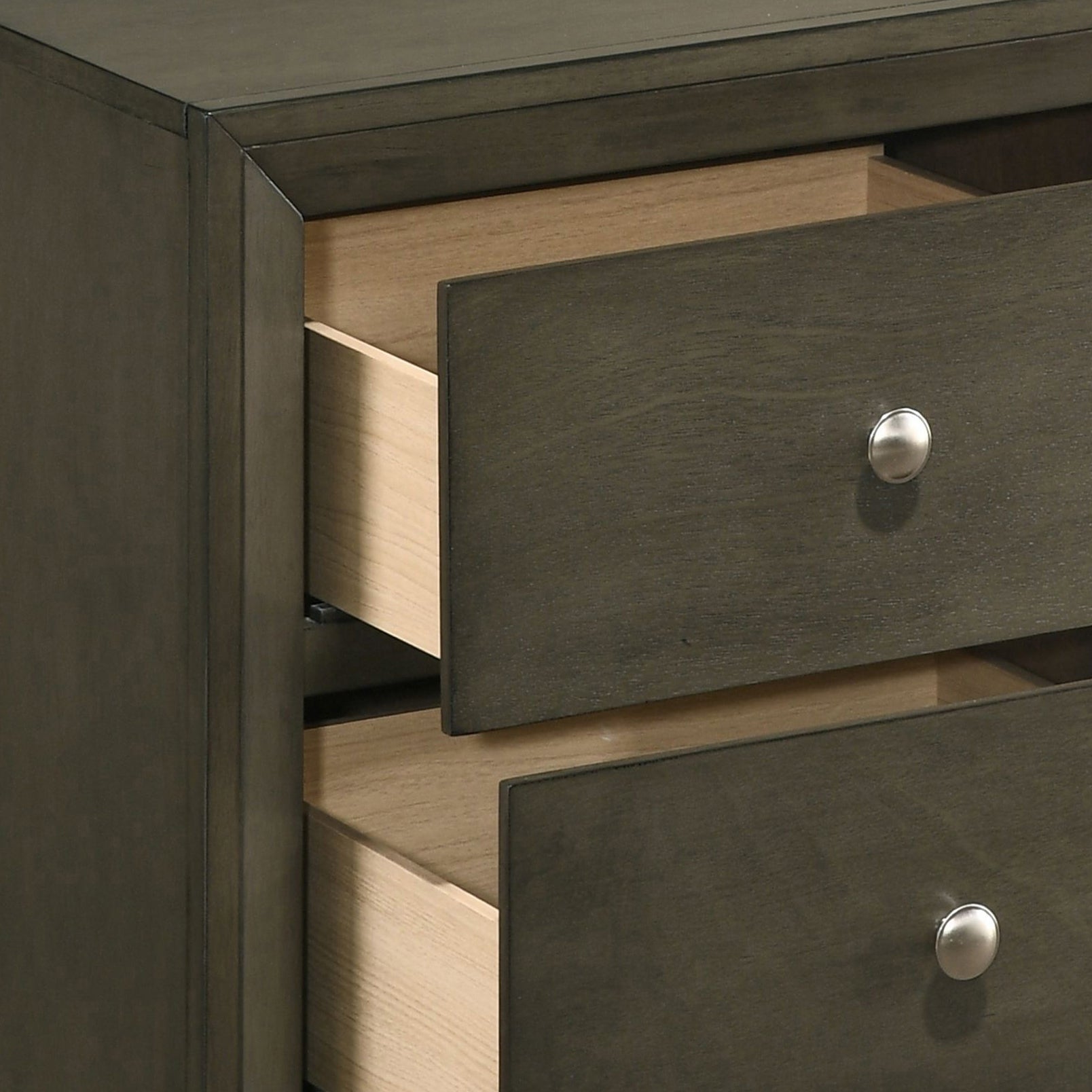 Grey 2 Drawer Nightstand Grey Gray 2 Drawers Bedroom Rectangle Contemporary Rubberwood Drawers Wood