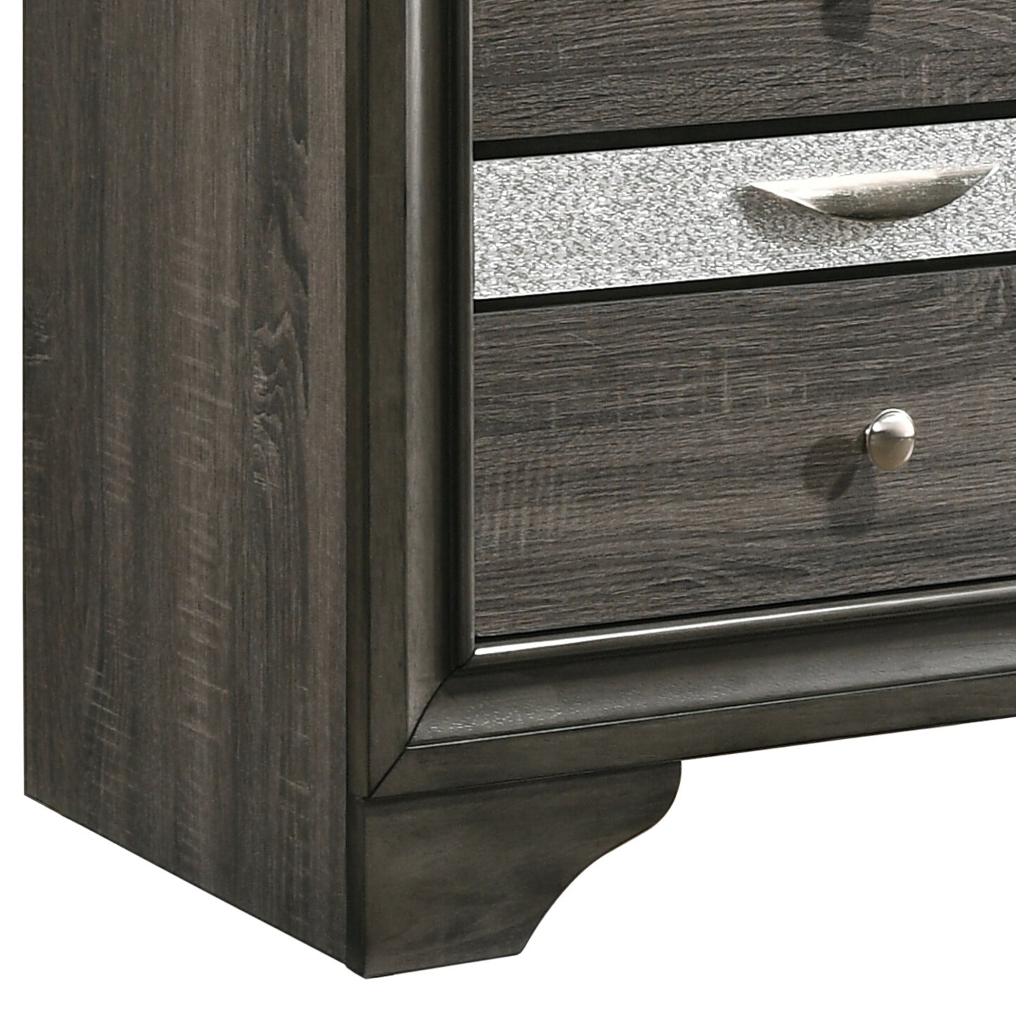 Grey 3 Drawer Nightstand Grey Gray 3 Drawers Bedroom Rectangle Rustic Rubberwood Felt Lined Drawers Wood