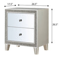 Champagne 2 Drawer Nightstand Champagne 2 Drawers Bedroom Rectangle Glam Poplar Felt Lined Drawers Mirrored Wood