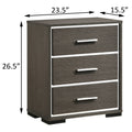 Grey Oak 3 Drawer Nightstand Oak 3 Drawers Bedroom Rectangle Modern Usb Port Oak Wood