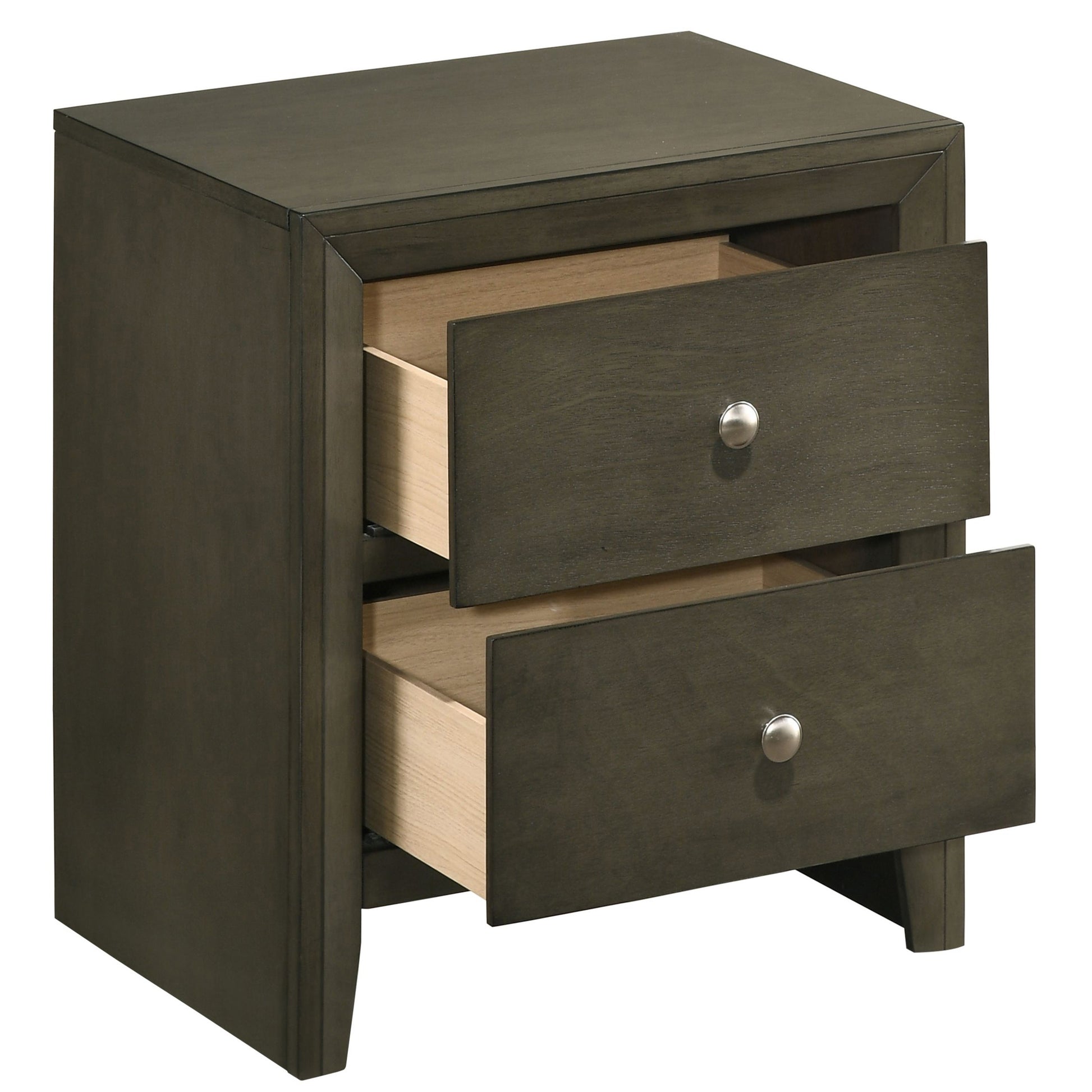 Grey 2 Drawer Nightstand Grey Gray 2 Drawers Bedroom Rectangle Contemporary Rubberwood Drawers Wood