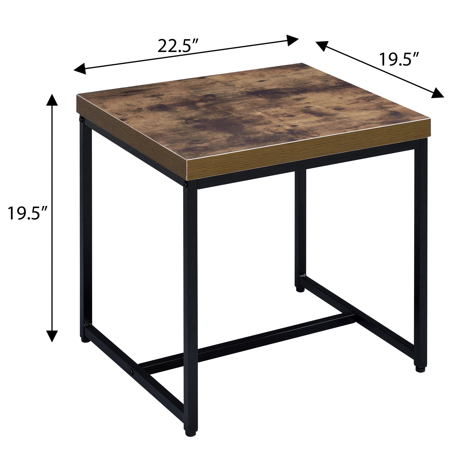 Weathered Oak And Black Rectangular End Table Black Brown Primary Living Space Industrial Rectangular Rectangular Wood Metal Sled