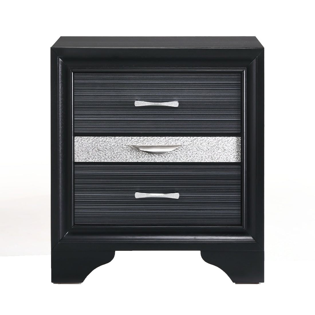 Black 3 Drawer Nightstand Black 3 Drawers Bedroom Rectangle Modern Rubberwood Felt Lined Drawers Black Wood