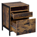 Rustic Oak And Black 2 Drawer Nightstand Black Brown 2 Drawers Bedroom Rectangle Rustic Shelf Rust Wood