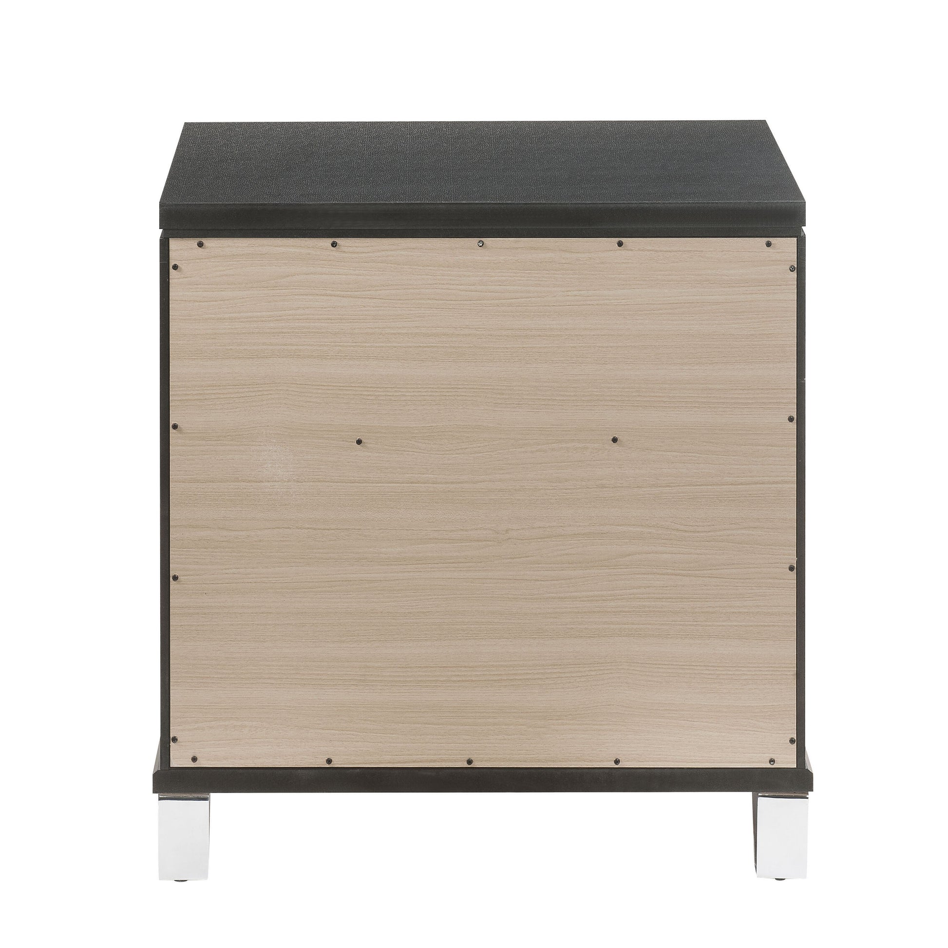 Metallic Grey 2 Drawer Nightstand Grey Gray 2 Drawers Bedroom Rectangle Modern Rubberwood Felt Lined Drawers Wood