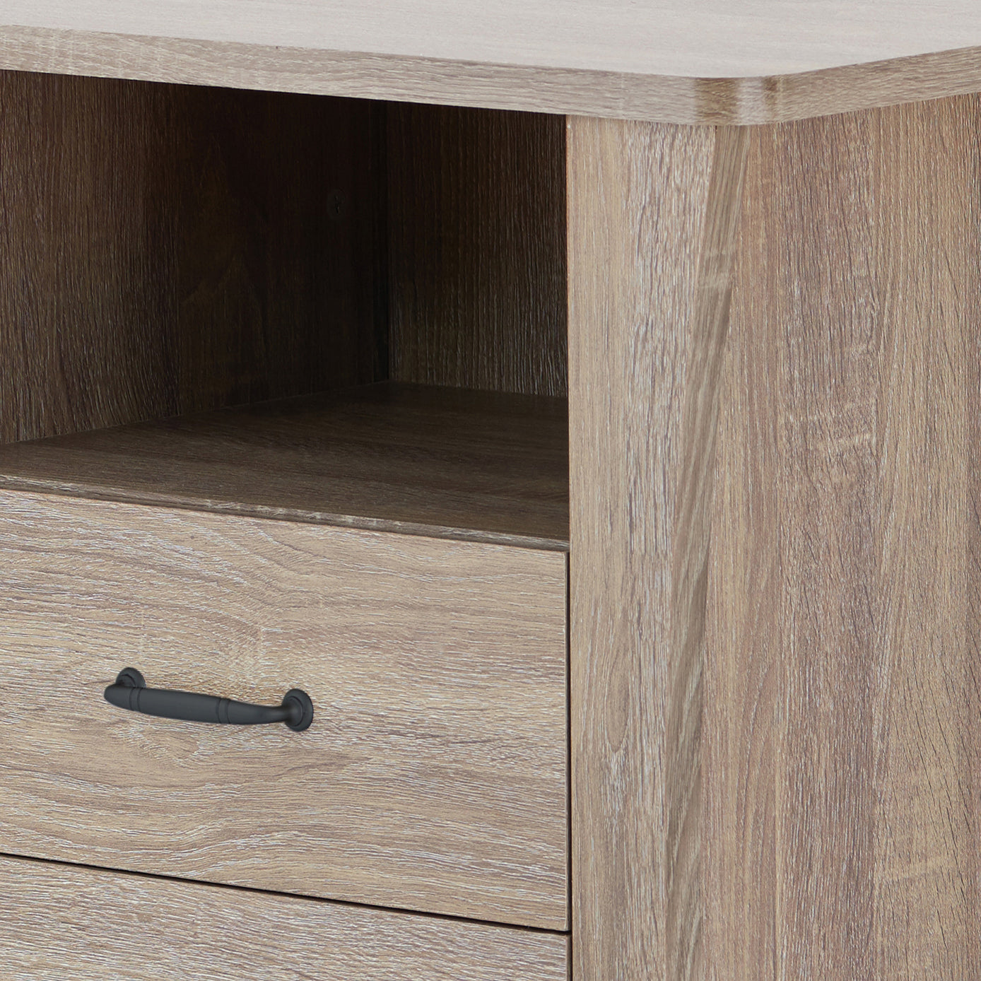 Rustic Natural Nightstand With 2 Drawers And Open Shelving Brown 2 Drawers Bedroom Rectangle Rustic Drawers Rust Wood