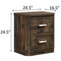 Rustic Walnut 2 Drawer Nightstand Rustic Brown 2 Drawers Bedroom Rectangle Rustic Rubberwood Solid Wood Rust Wood