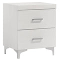 White 2 Drawer Nightstand White White 2 Drawers Bedroom Rectangle Poplar Solid Wood White Wood Metal