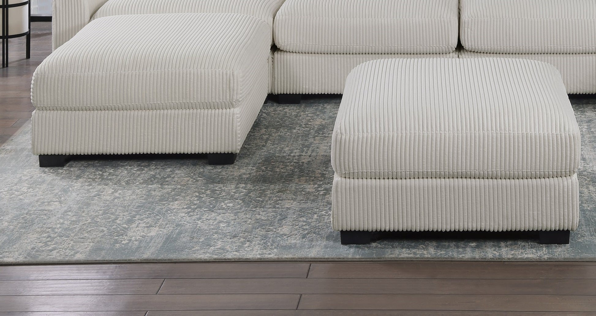 Living Room Furniture Ottoman Beige Wide Welt Corduroy 1Pc Soft Cushion Cocktail Ottoman Wood Legs Beige Primary Living Space Solid Contemporary,Modern Square Corduroy