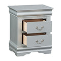 Platinum 2 Drawer Nightstand Silver 2 Drawers Bedroom Rectangle Modern Rubberwood Solid Wood Silver Wood