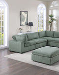 Sage Color 8Pc Modular Sectional Set Corduroy Upholstery Couch 3X Corner Wedge, 3X Armless Chairs 2X Ottomans Living Room Furniture Sage Primary Living Space Cushion Back Contemporary,Modern Modular Rubberwood Corduroy 8 Seat