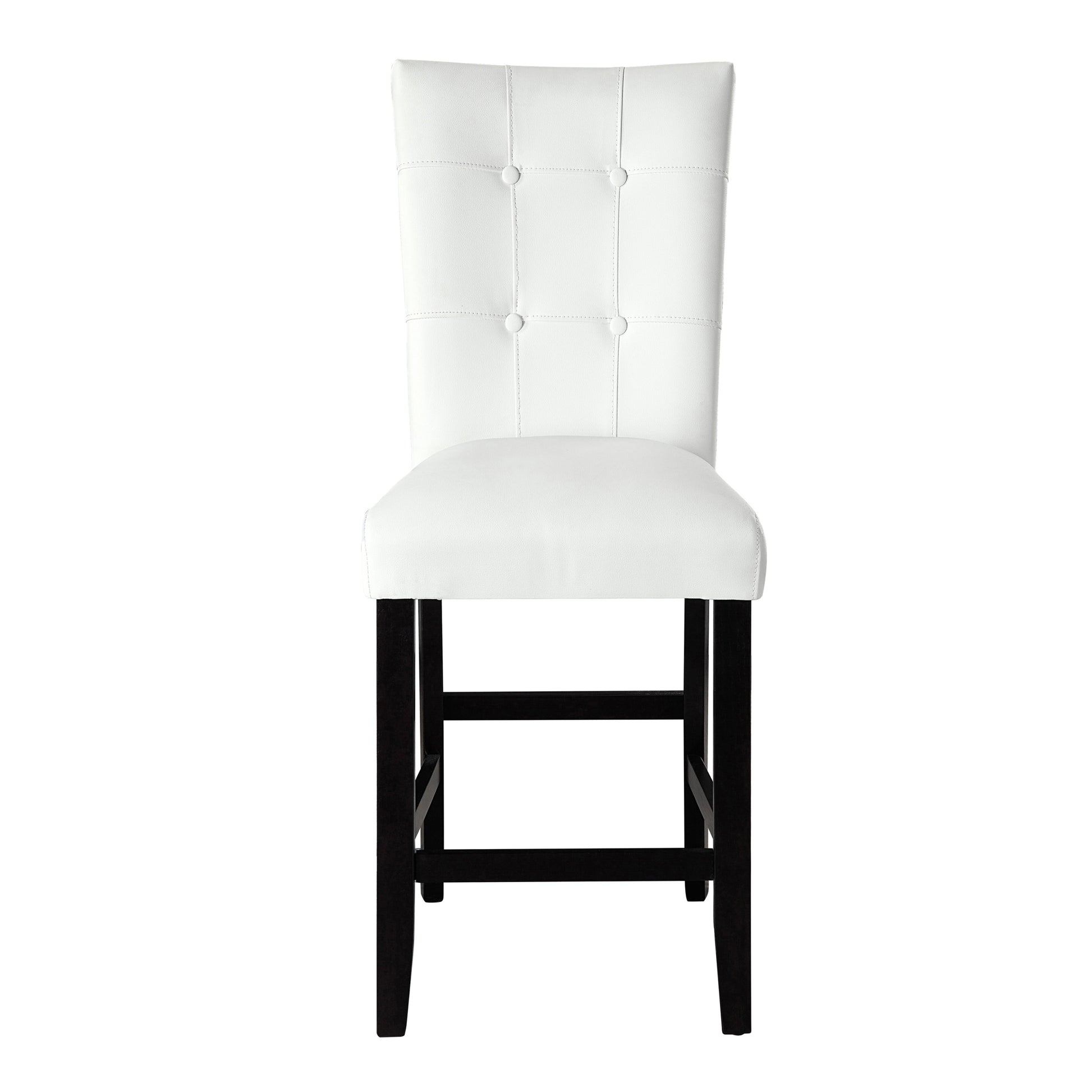 White And Black Tufted Back Counter Height Stools Set Of 2 Solid White Black Dining Room Foam Rectangular Contemporary Solid Back Set Of 2 Faux Leather