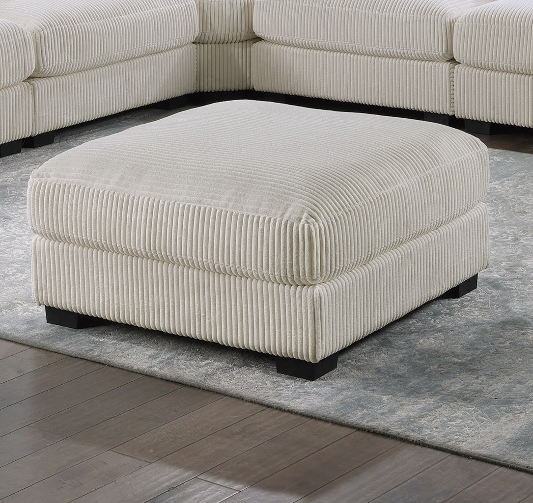 Living Room Furniture Ottoman Beige Wide Welt Corduroy 1Pc Soft Cushion Cocktail Ottoman Wood Legs Beige Primary Living Space Solid Contemporary,Modern Square Corduroy