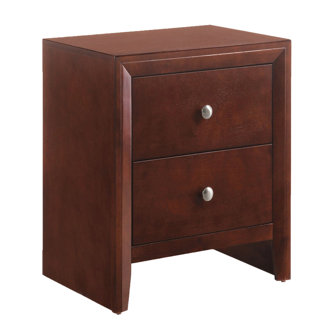 Brown Cherry 2 Drawer Nightstand Cherry 2 Drawers Bedroom Rectangle Contemporary Rubberwood Drawers Cherry Wood