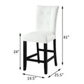 White And Black Tufted Back Counter Height Stools Set Of 2 Solid White Black Dining Room Foam Rectangular Contemporary Solid Back Set Of 2 Faux Leather