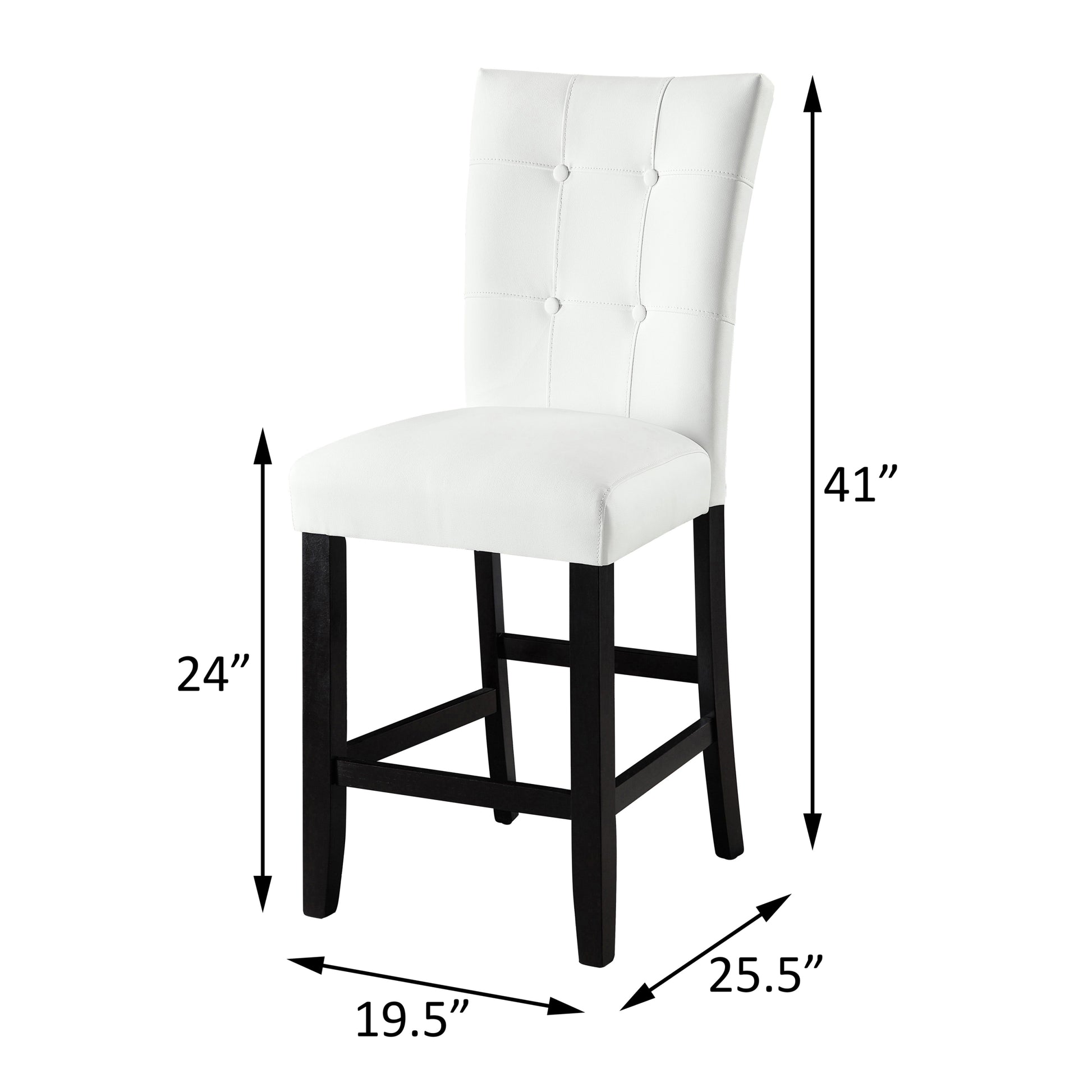 White And Black Tufted Back Counter Height Stools Set Of 2 Solid White Black Dining Room Foam Rectangular Contemporary Solid Back Set Of 2 Faux Leather