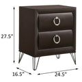 Dark Merlot 2 Drawer Nightstand With Hairpin Legs Brown 2 Drawers Bedroom Rectangle Rubberwood Felt Lined Drawers Merlot Wood Metal