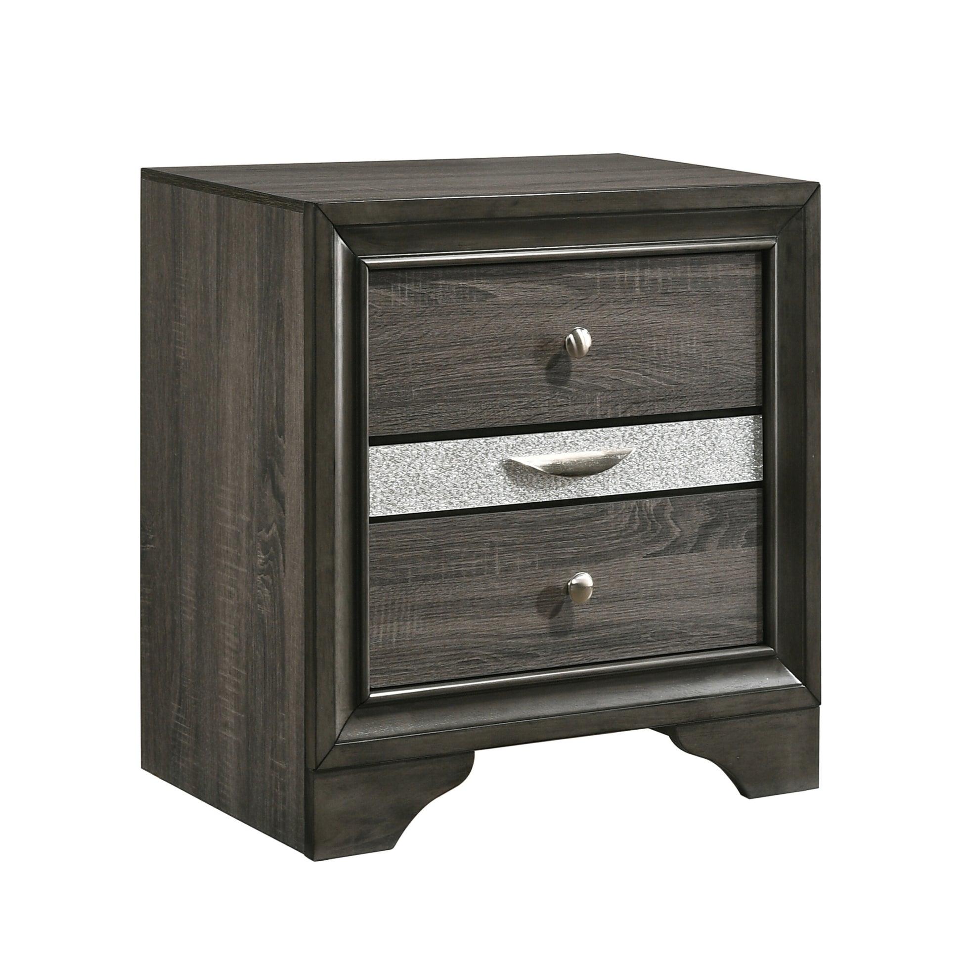 Grey 3 Drawer Nightstand Grey Gray 3 Drawers Bedroom Rectangle Rustic Rubberwood Felt Lined Drawers Wood