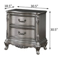 Antique Platinum 2 Drawer Nightstand Antique Gray Gray 2 Drawers Bedroom Rectangle Traditional Felt Lined Drawers Antique Wood