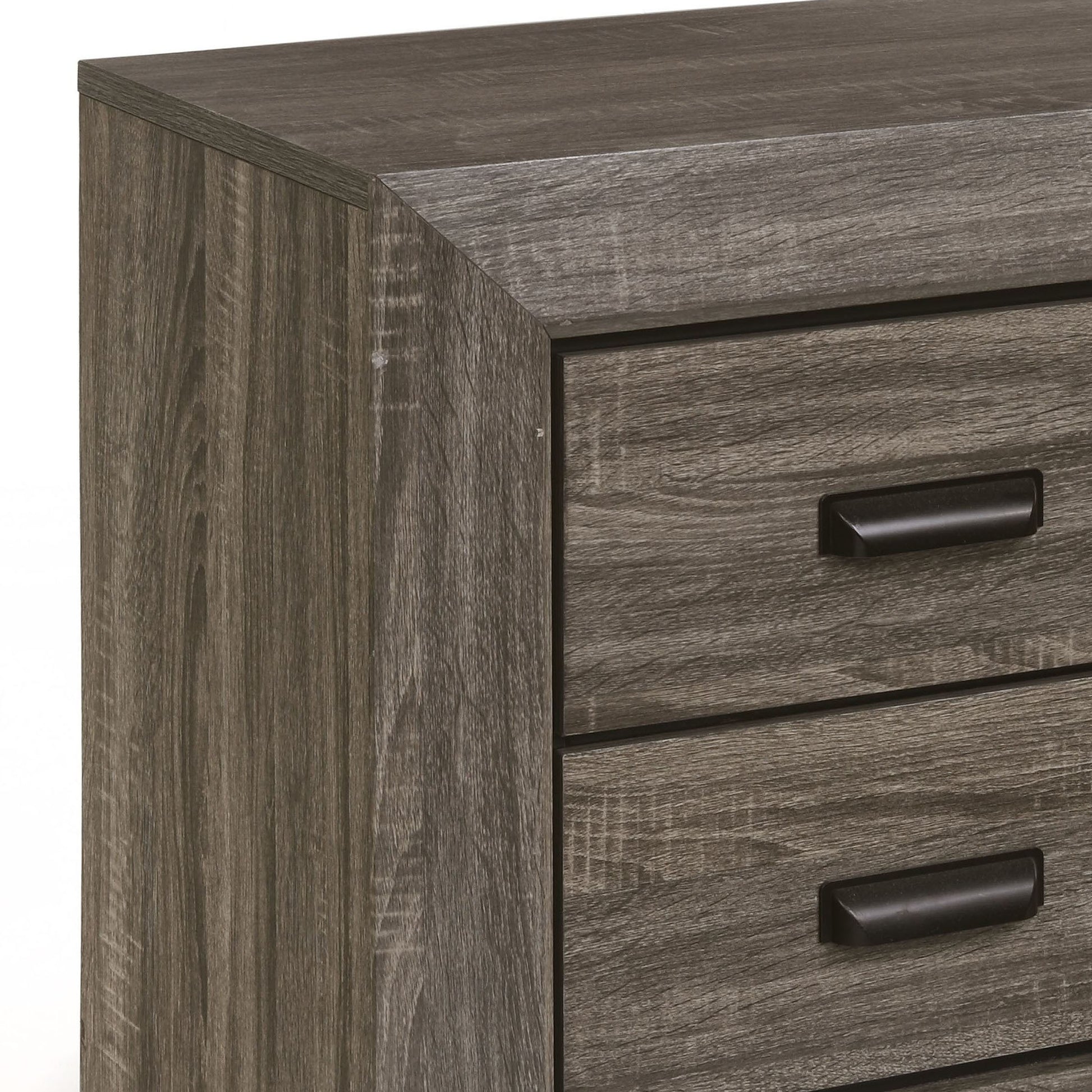 Weathered Grey Grain 2 Drawer Nightstand Brown 2 Drawers Bedroom Rectangle Rustic Drawers Wood