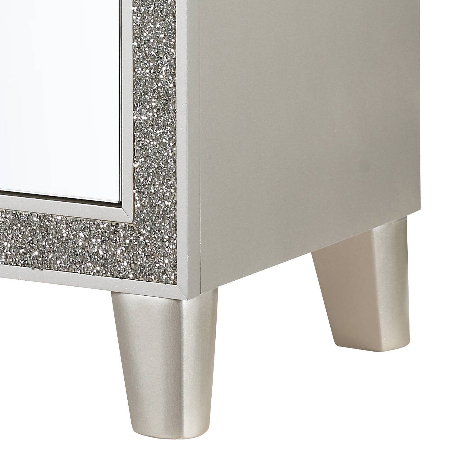 Champagne 2 Drawer Nightstand Champagne 2 Drawers Bedroom Rectangle Glam Poplar Felt Lined Drawers Mirrored Wood