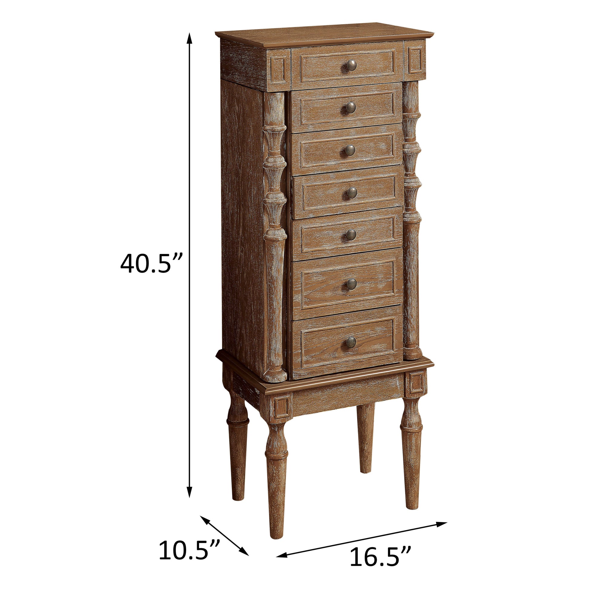 Weathered Oak 6 Drawer Jewelry Armoire Oak Bedroom Rustic Poplar Wood