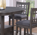 Contemporary Dining Room Counter Height 5Pc Dining Set Round Table W Leaf And 4X Side Chairs Gray Finish Solid Wood Light Brown Wood Dining Room Solid Wood Rubberwood Round Dining Table With Chair Wood Wood Gray Seats 4 42 Inches Drop Leaf