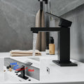 Sink Faucet With Deck Plate Waterfall Black With
