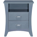 Grey Nightstand With 2 Drawers And Open Shelving Grey Gray 2 Drawers Bedroom Rectangle Drawers Wood