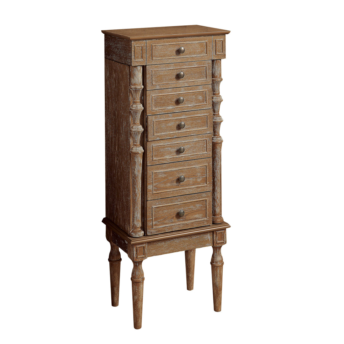 Weathered Oak 6 Drawer Jewelry Armoire Oak Bedroom Rustic Poplar Wood