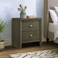 Grey 2 Drawer Nightstand Grey Gray 2 Drawers Bedroom Rectangle Contemporary Rubberwood Drawers Wood