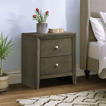 Grey 2 Drawer Nightstand Grey Gray 2 Drawers Bedroom Rectangle Contemporary Rubberwood Drawers Wood