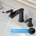 Bathroom Faucets For Sink 3 Hole Black 8 Inch Widespread Bathroom Sink Faucet With Pop Up Drain Double Lever Handle Faucet Bathroom Vanity Faucet Basin Mixer Tap Faucet With Hose Bathroom Joystick Geometric Two Black Side Sprayer Deck Mounted Cartridge