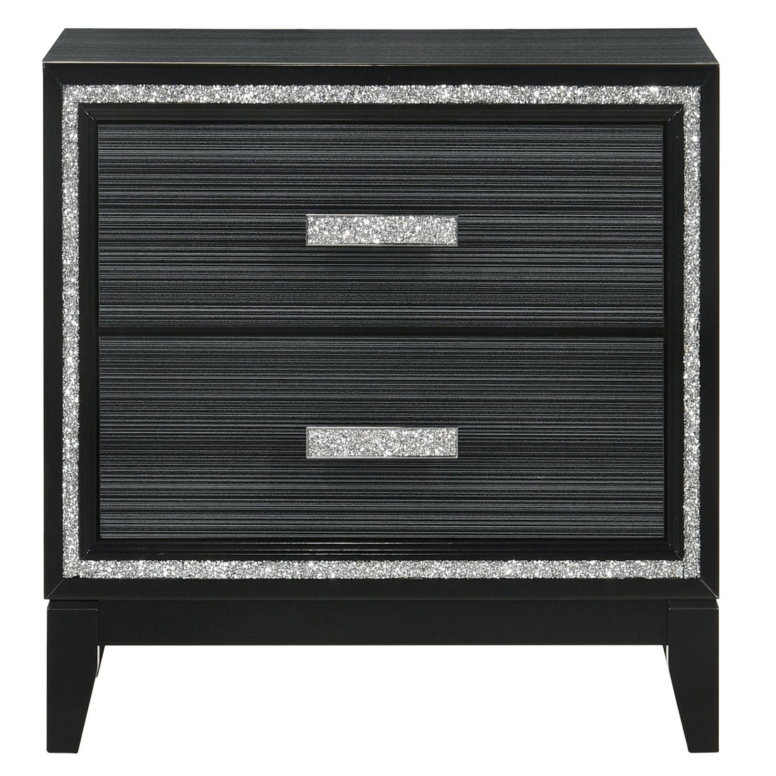 Weathered Black 2 Drawer Nightstand Black 2 Drawers Bedroom Rectangle Modern Rubberwood Solid Wood Black Wood