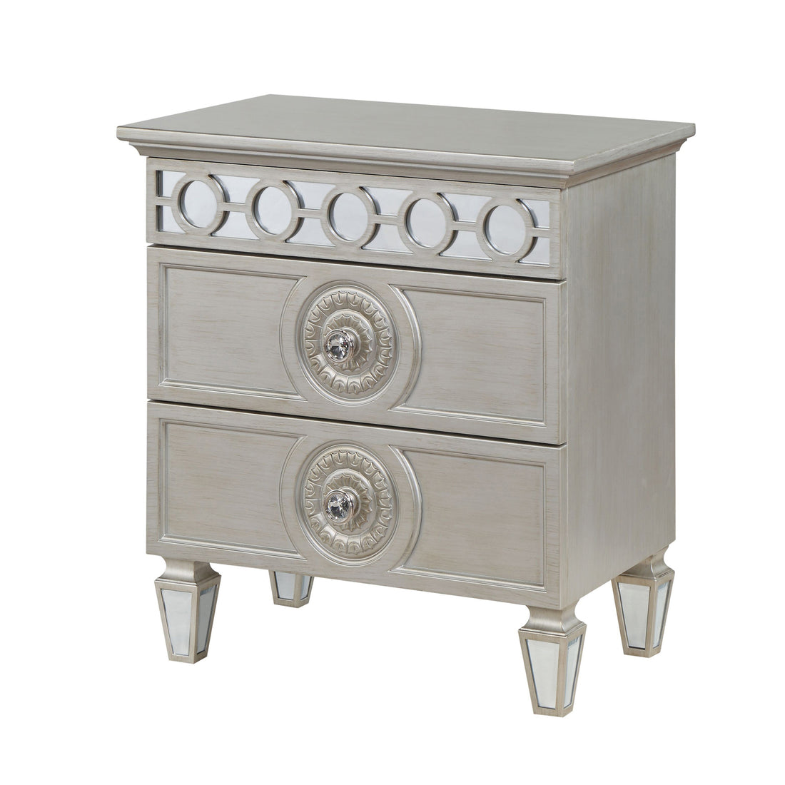 Silver 2 Drawer Nightstand Silver 2 Drawers Bedroom Rectangle Luxury Drawers Pine Silver Wood