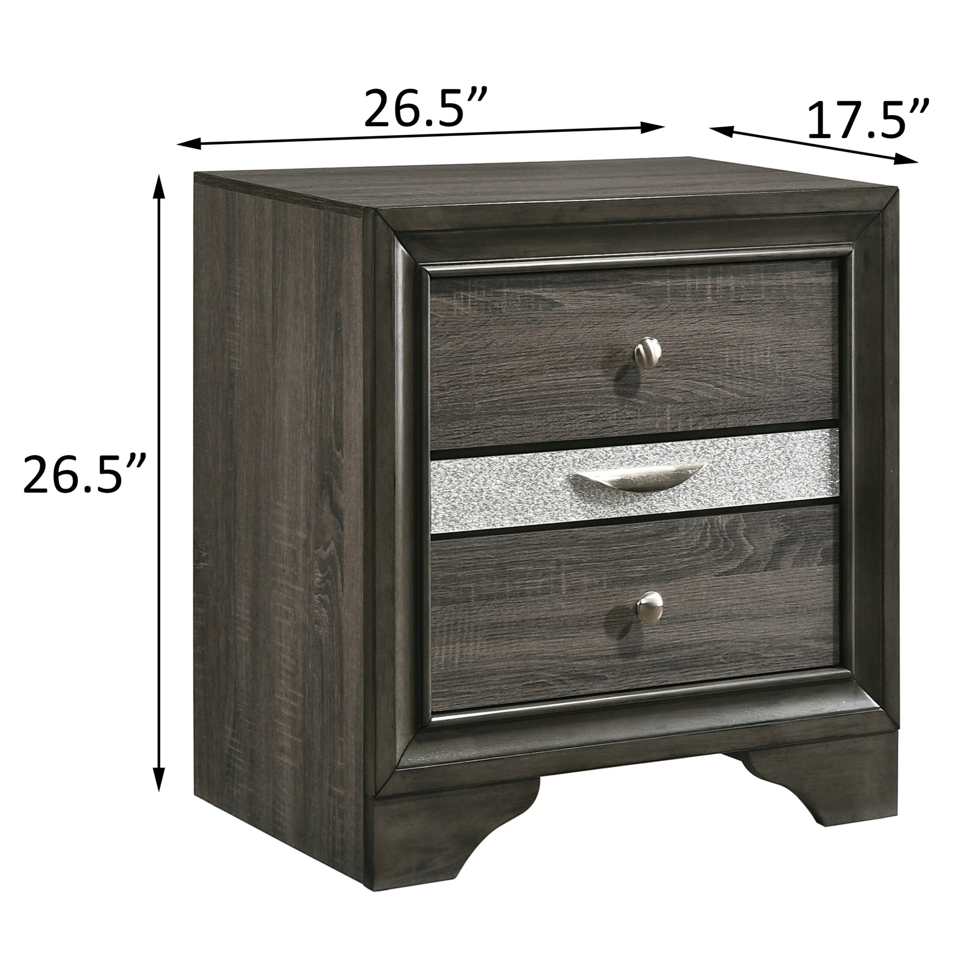 Grey 3 Drawer Nightstand Grey Gray 3 Drawers Bedroom Rectangle Rustic Rubberwood Felt Lined Drawers Wood